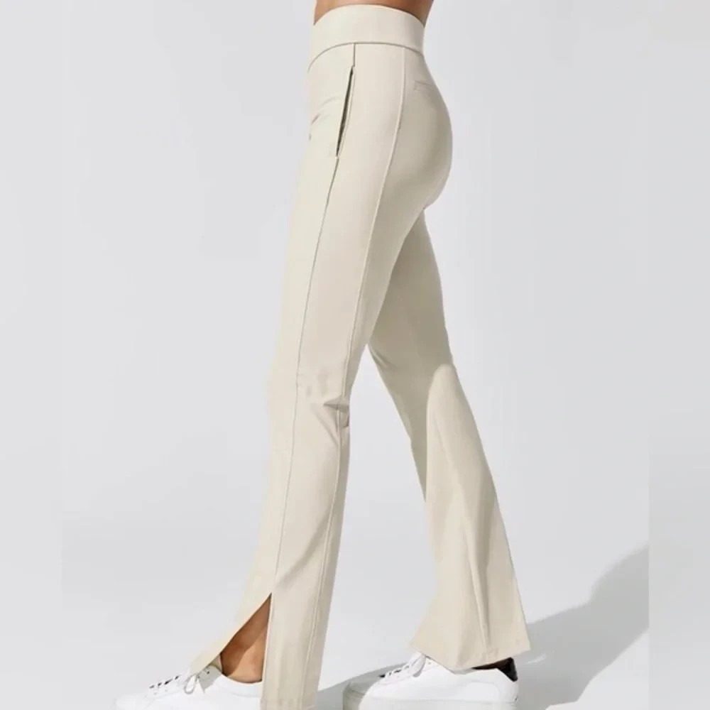 Carbon38 Kick Flare Pants Women's Small Beige High Rise Bootcut Yoga Pilates